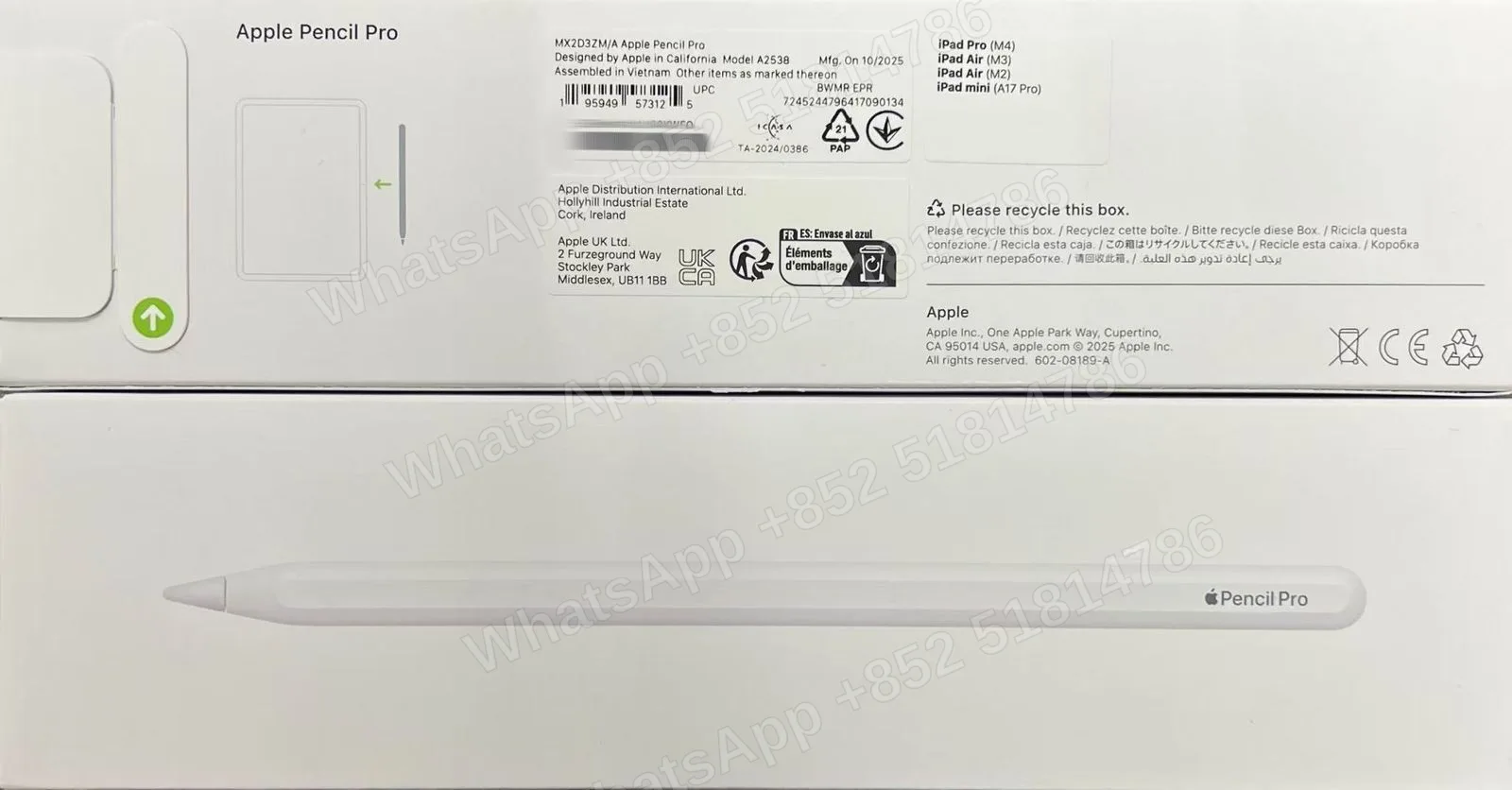 ApplePencil-Brand new-Pencil Pro-不分-A2538-ZM-A-不分-Not Activate - LiuDao stock photo 1