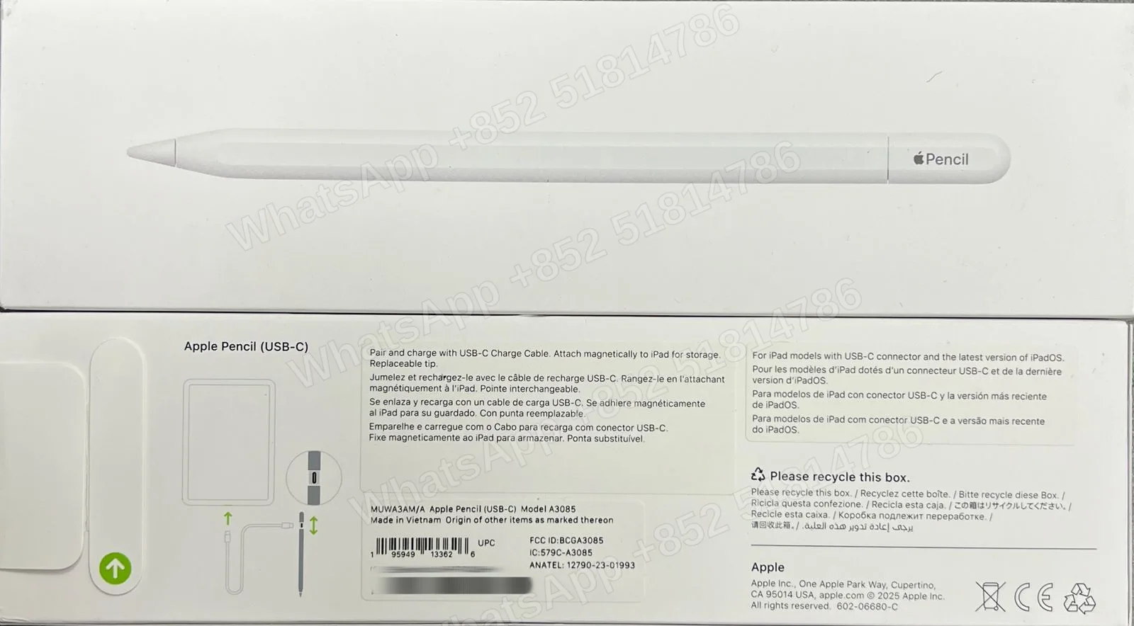 ApplePencil-Brand new-Pencil（USB-C）-不分-A3085-AM-A-不分-Not Activate - LiuDao stock photo 1