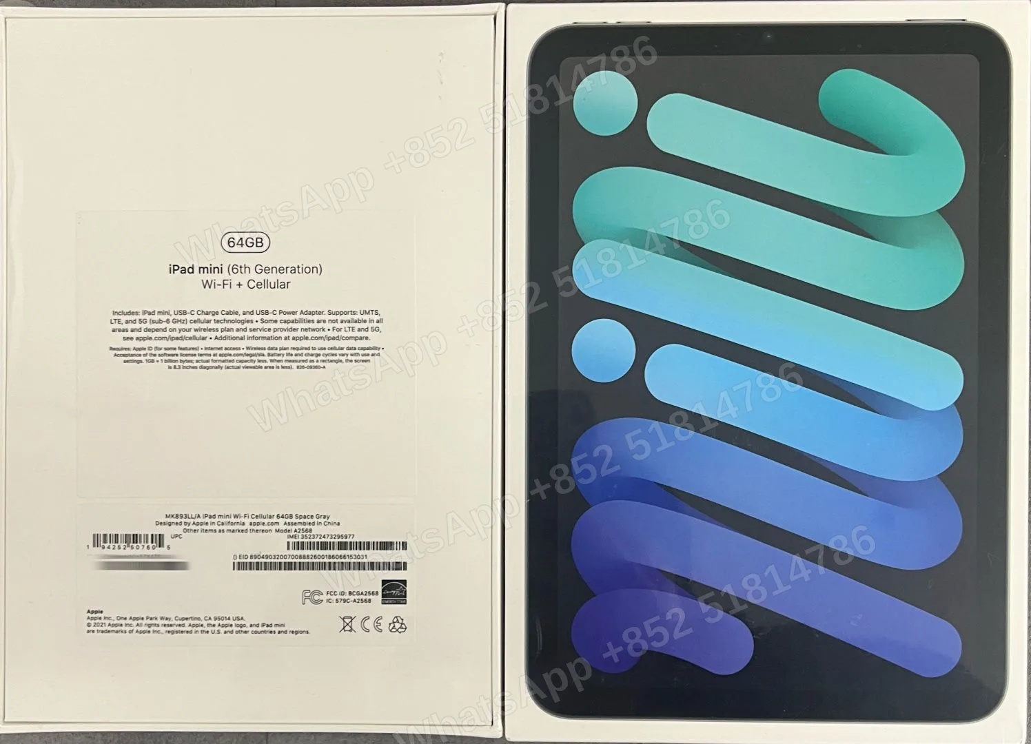 iPad-Brand new-iPad Mini 6（2021）-Wi-Fi+Cellular-A2568-LL-A-64GB-Not Activate - LiuDao stock photo 1