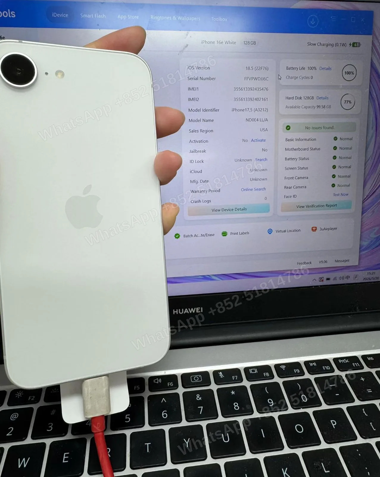 iPhone 16E A+ Battery 100 Non activated/ Activated Apple Asis+ / Asis - LiuDao stock photo 5