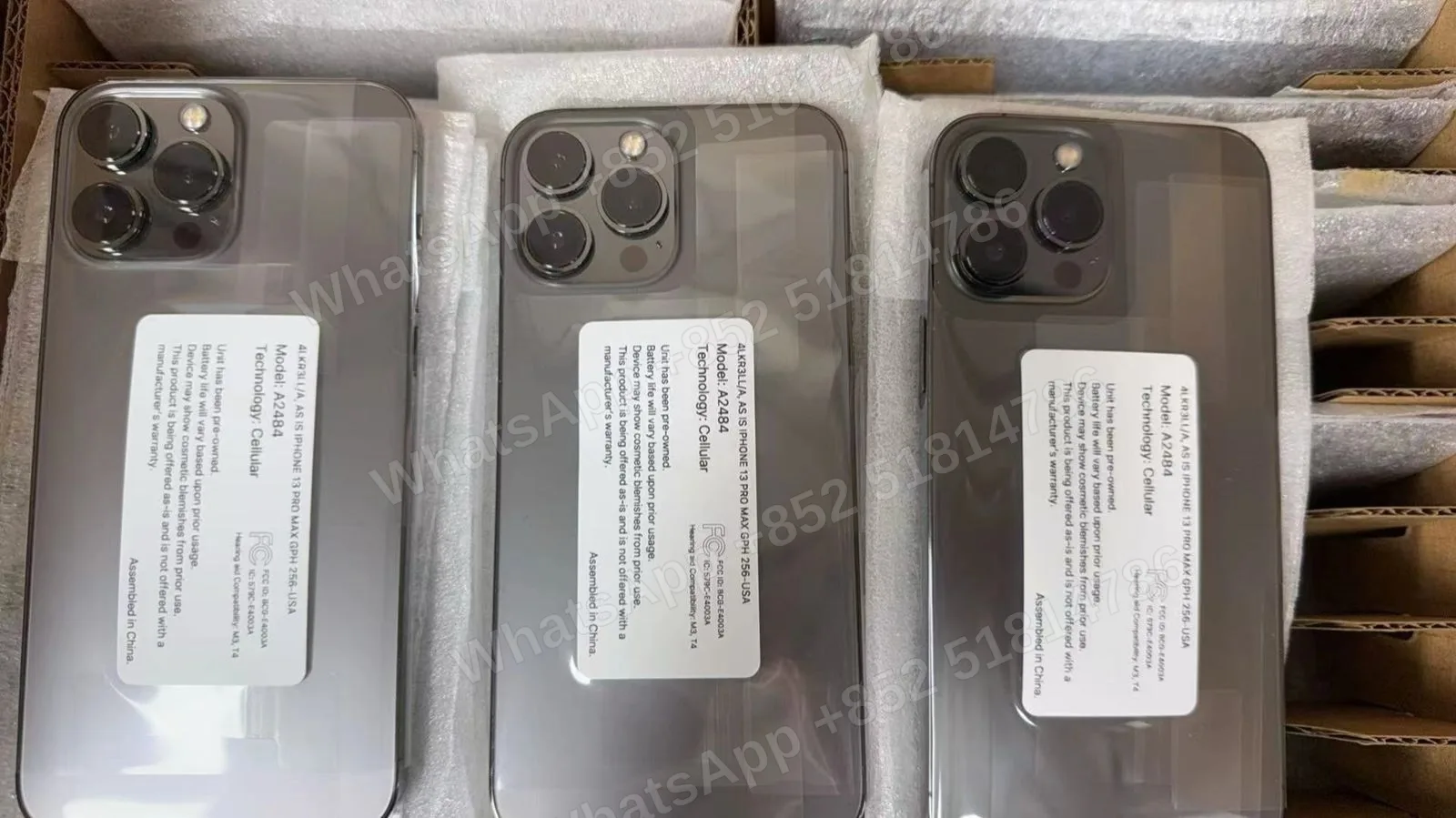 iPhone-Asis-iphone 13 ProMax-1 Sim+E Sim-A2484-LL-A-256GB-Active - LiuDao stock photo 1
