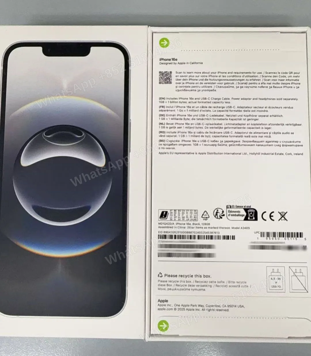 iPhone-Brand new-iphone 16e-1 Sim+E Sim-A3409-ZD-A-128GB-Not Activate - LiuDao stock photo 1