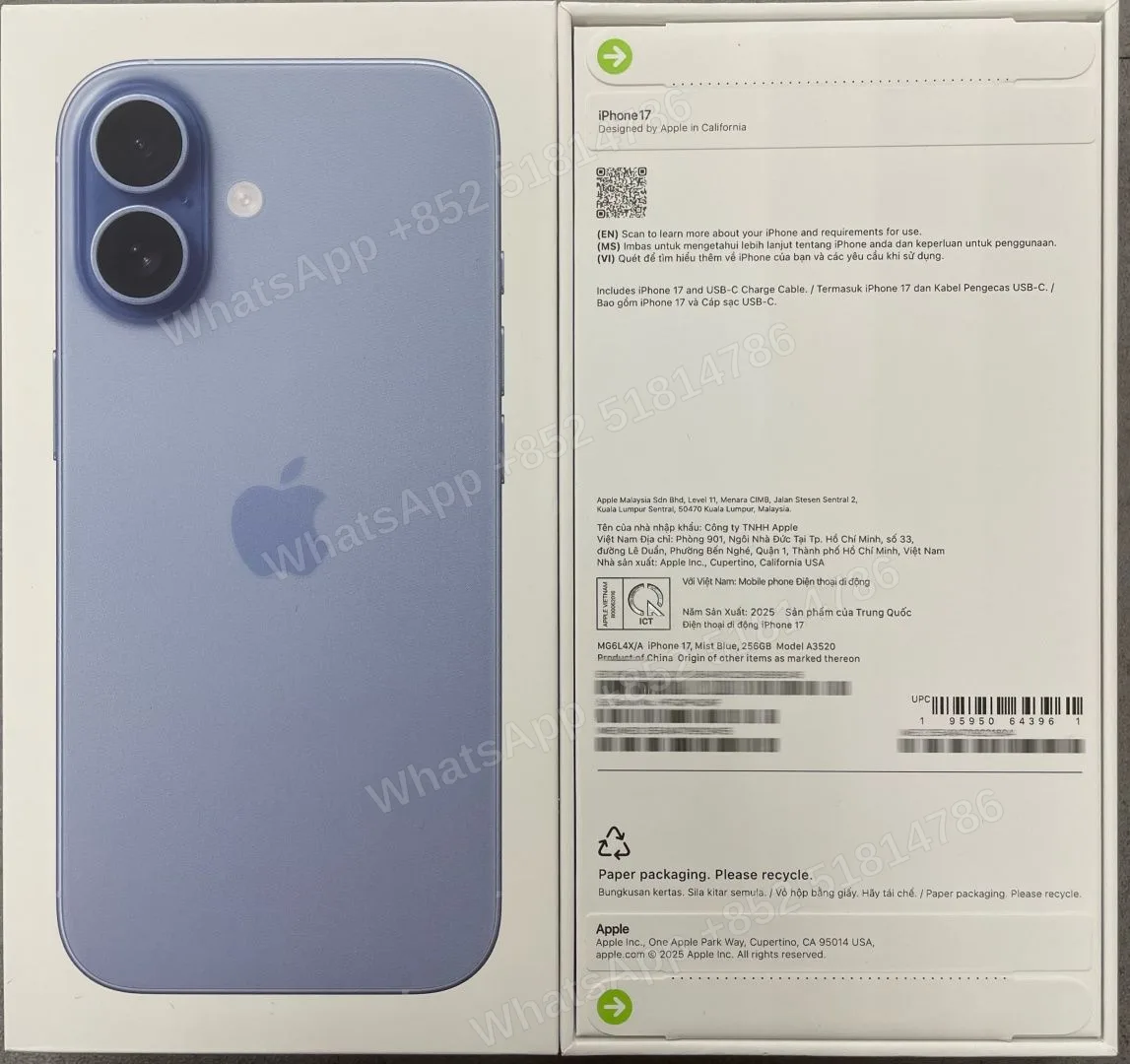 iPhone-Brand new-iPhone 17-1 Sim+E Sim-A3520-X-A-256GB-Not Activate - LiuDao stock photo 1