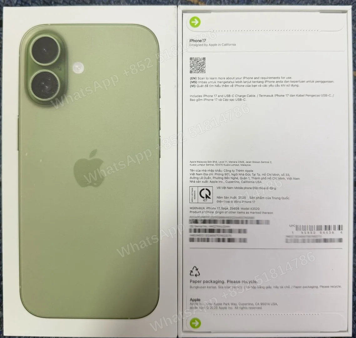 iPhone-Brand new-iPhone 17-1 Sim+E Sim-A3520-X-A-256GB-Not Activate - LiuDao stock photo 4