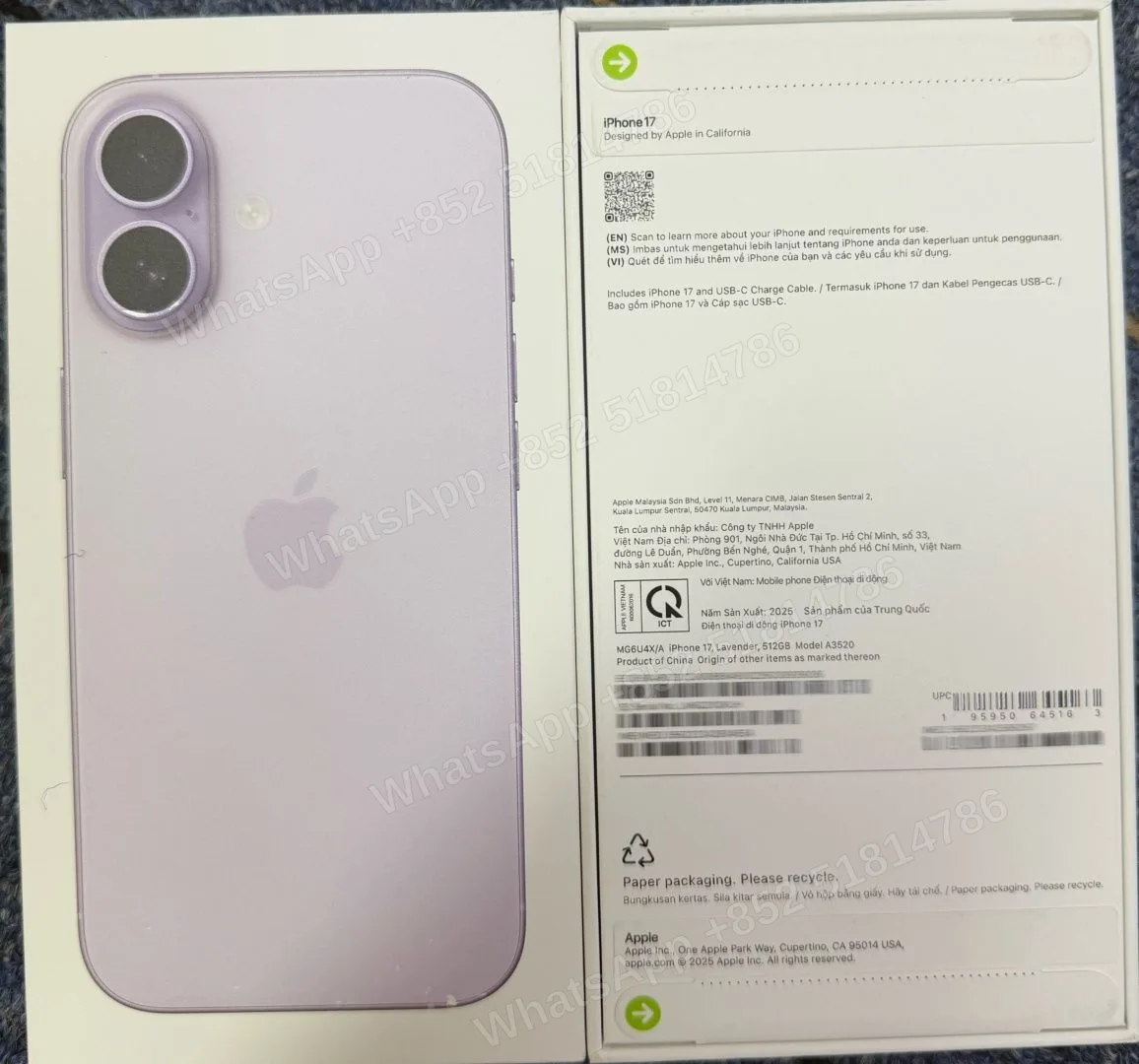 iPhone-Brand new-iPhone 17-1 Sim+E Sim-A3520-X-A-512GB-Not Activate - LiuDao stock photo 1