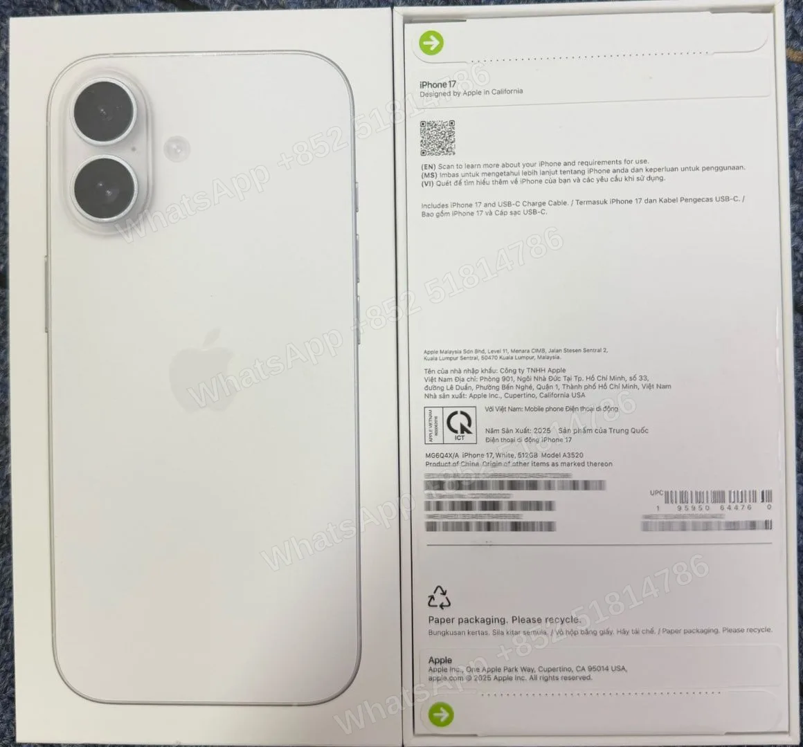 iPhone-Brand new-iPhone 17-1 Sim+E Sim-A3520-X-A-512GB-Not Activate - LiuDao stock photo 2