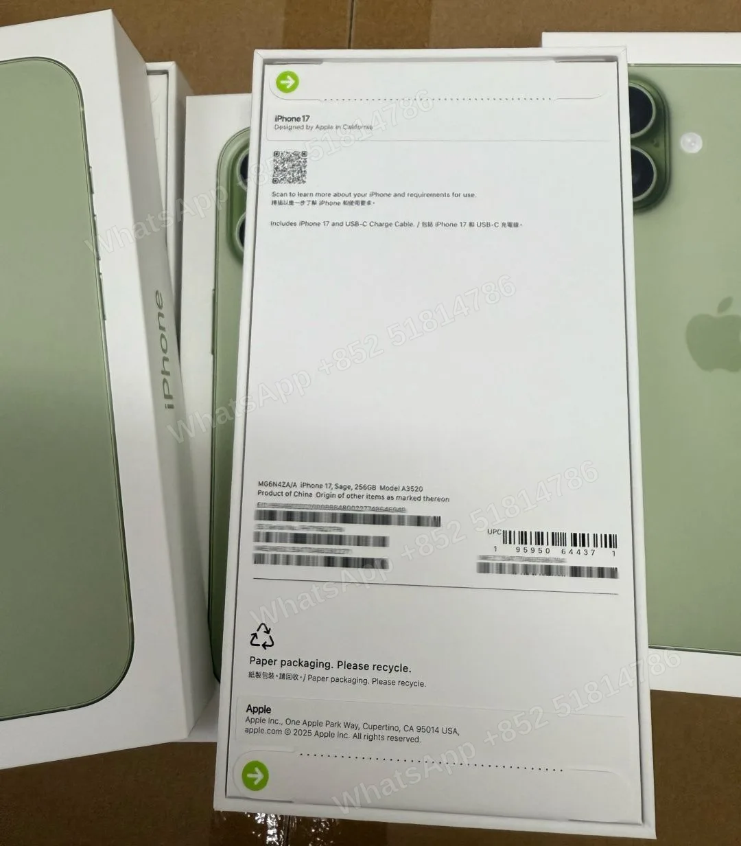 iPhone-Brand new-iPhone 17-1 Sim+E Sim-A3520-ZA-A-256GB-Not Activate - LiuDao stock photo 3