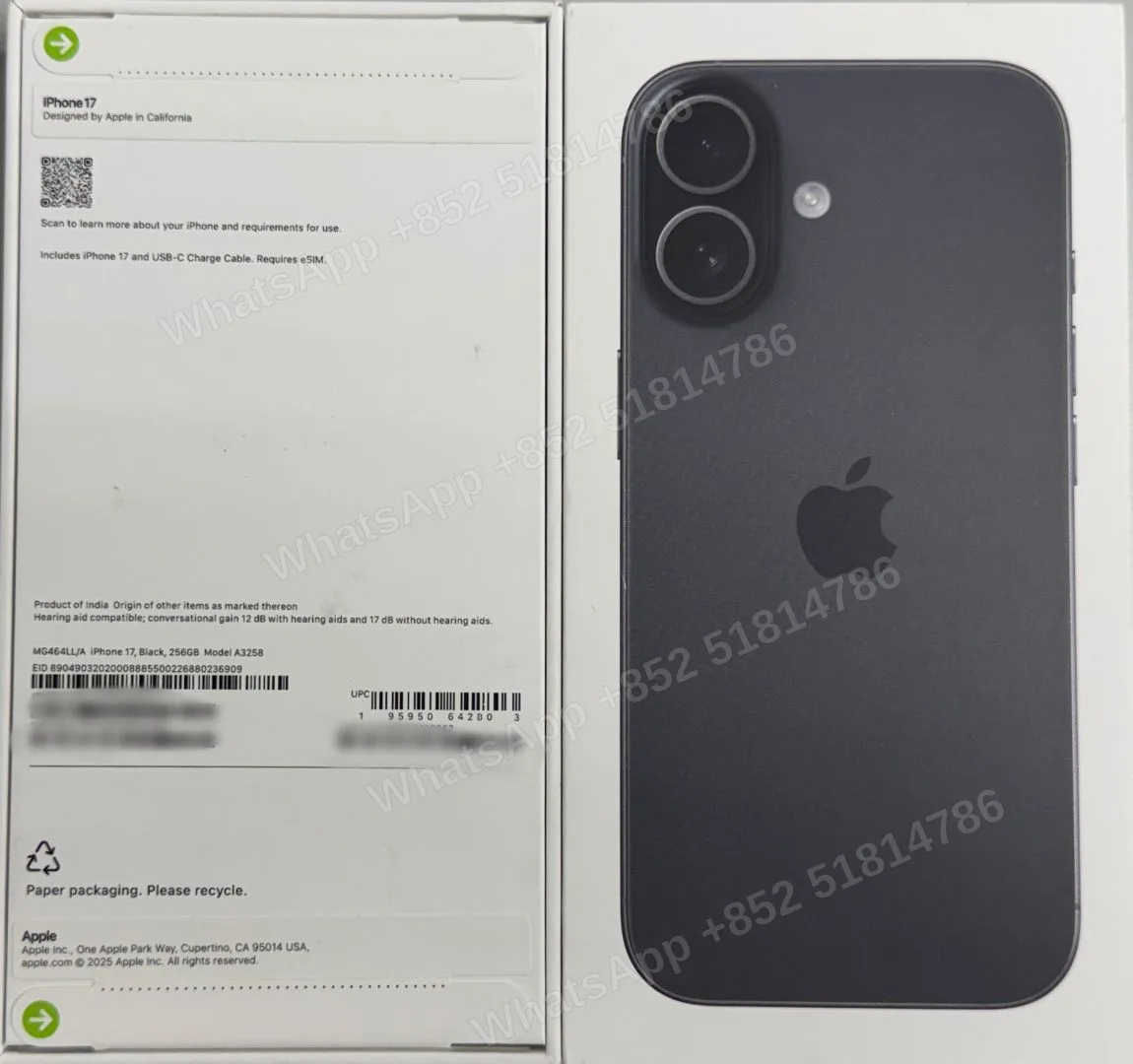 iPhone-Brand new-iPhone 17 -E-Sim-A3258-LL-A-256GB-Not Activate - LiuDao stock photo 1