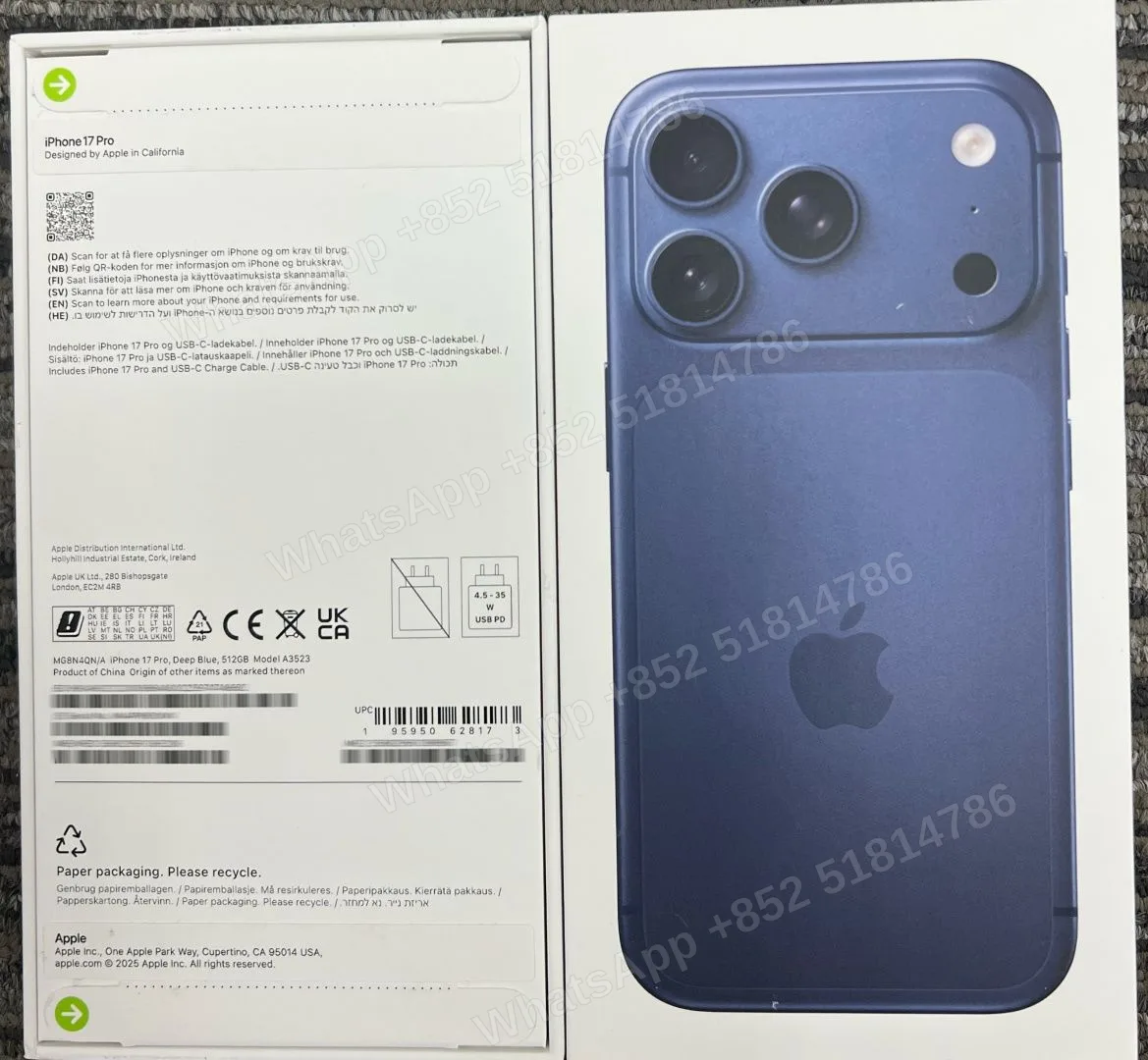 iPhone-Brand new-iPhone 17 Pro-1 Sim+E Sim-A3523-QN-A-512GB-Not Activate - LiuDao stock photo 1