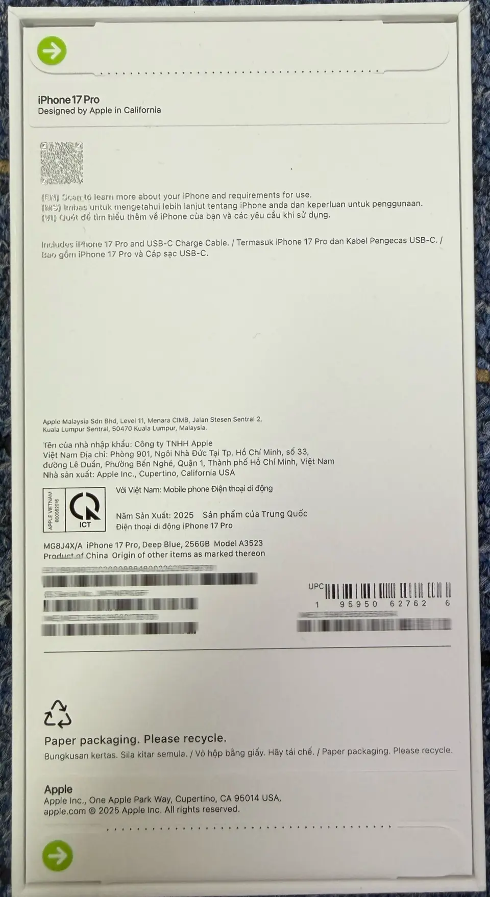iPhone-Brand new-iPhone 17 Pro-1 Sim+E Sim-A3523-X-A-256GB-Not Activate - LiuDao iPhone stock photo 1