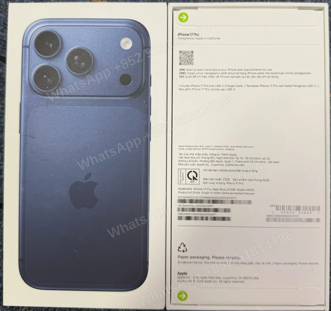 iPhone-Brand new-iPhone 17 Pro-1 Sim+E Sim-A3523-X-A-512GB-Not Activate - LiuDao stock photo 1