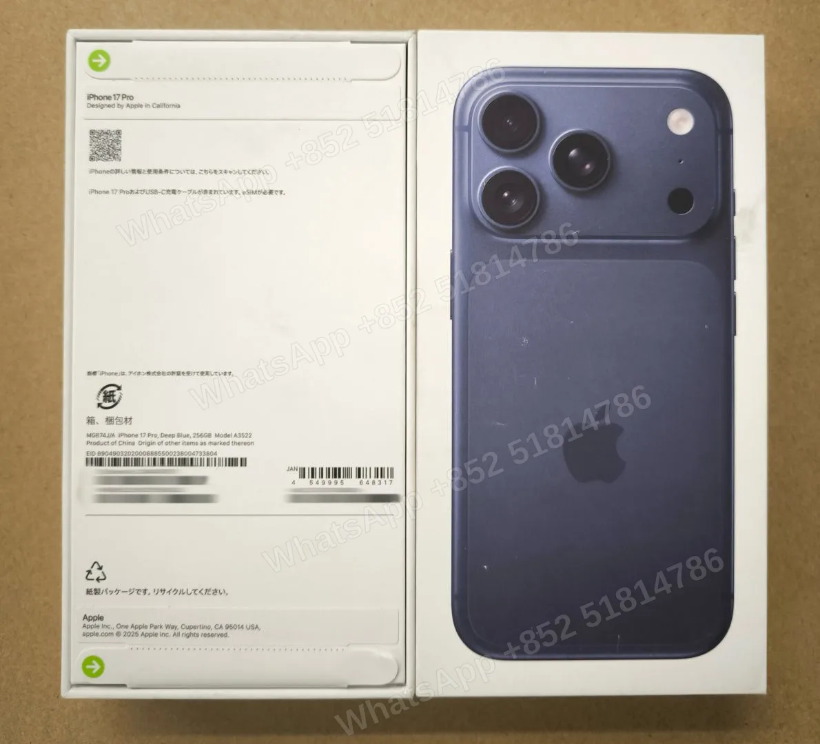 iPhone-Brand new-iPhone 17 Pro-E-Sim-A3522-J-A-256GB-Not Activate - LiuDao stock photo 1