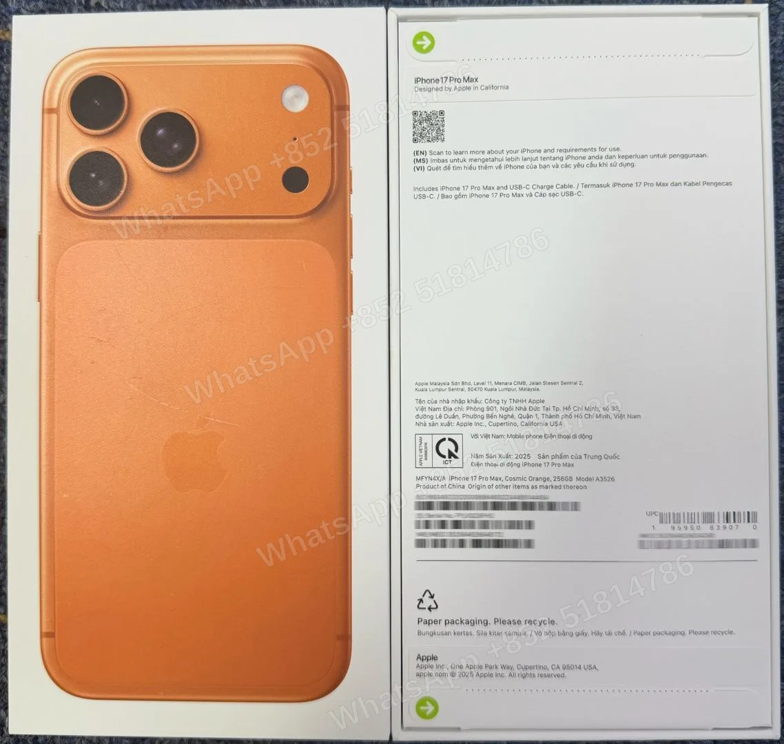 iPhone-Brand new-iPhone 17 Pro Max-1 Sim+E Sim-A3526-X-A-256GB-Not Activate - LiuDao stock photo 1