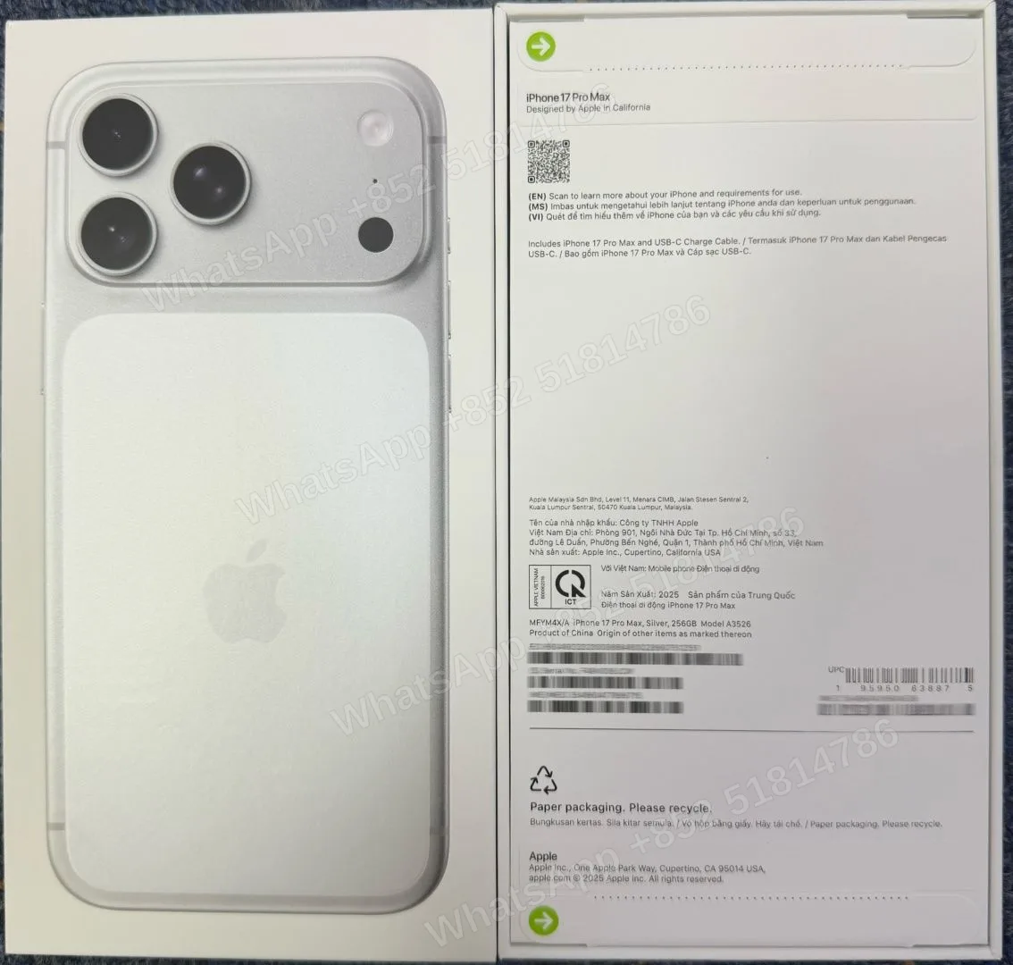 iPhone-Brand new-iPhone 17 Pro Max-1 Sim+E Sim-A3526-X-A-256GB-Not Activate - LiuDao stock photo 2