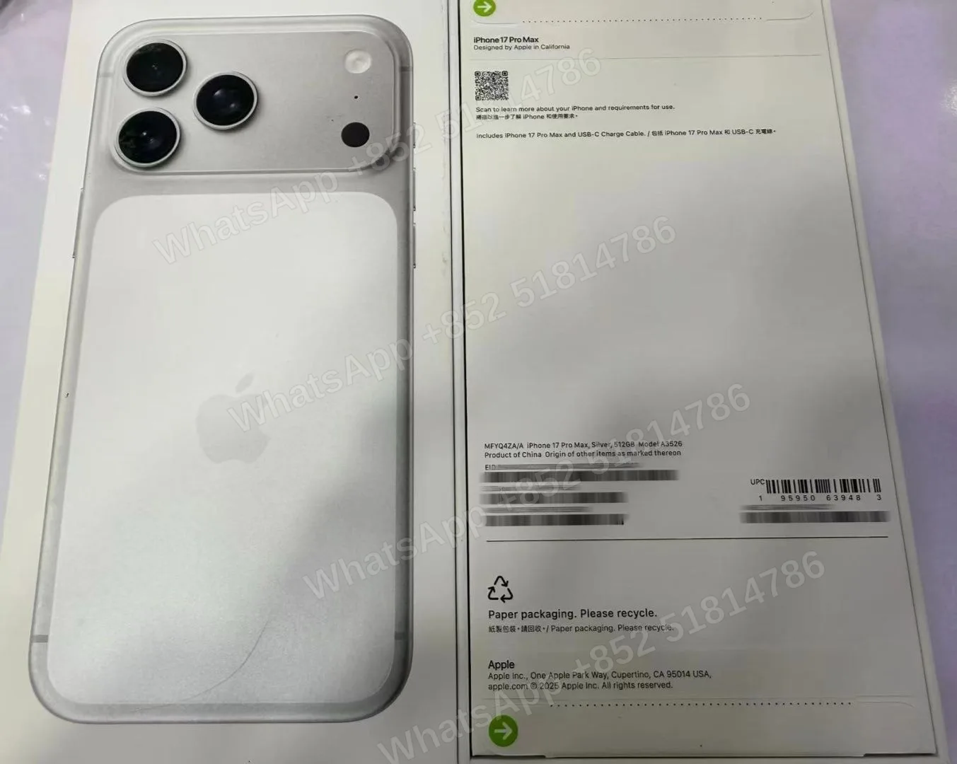 iPhone-Brand new-iPhone 17 Pro Max-1 Sim+E Sim-A3526-ZA-A-512GB-Not Activate - LiuDao stock photo 6
