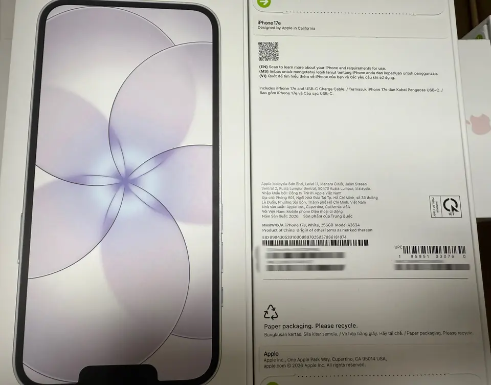 iPhone-Brand new-iPhone 17e-1 Sim+E Sim-A3634-X-A-256GB-Not Activate - LiuDao iPhone stock photo 1