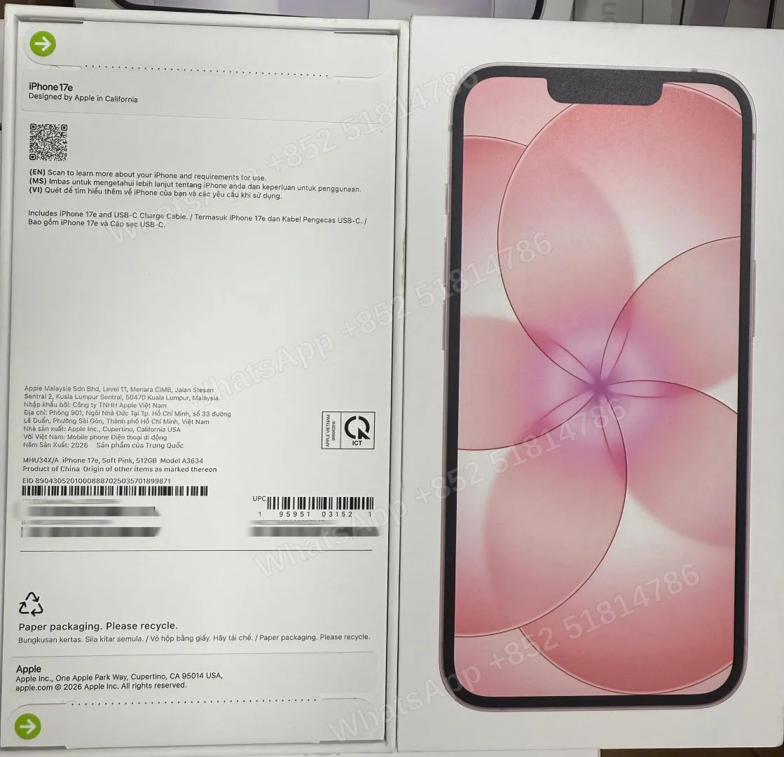 iPhone-Brand new-iPhone 17e-1 Sim+E Sim-A3634-X-A-512GB-Not Activate - LiuDao stock photo 1
