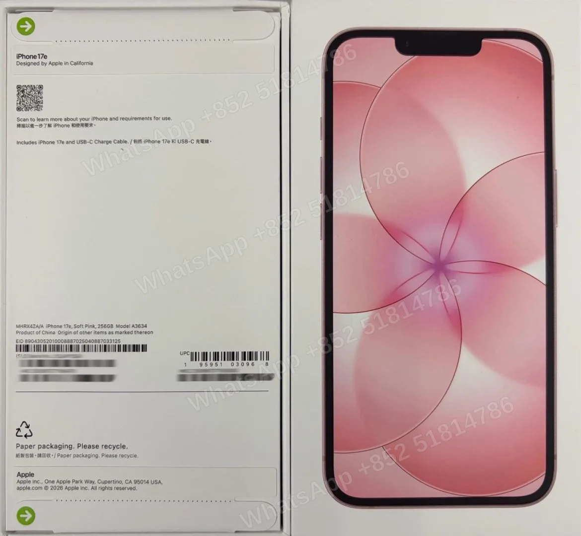 iPhone-Brand new-iPhone 17e-1 Sim+E Sim-A3634-ZA-A-256GB-Not Activate - LiuDao stock photo 1