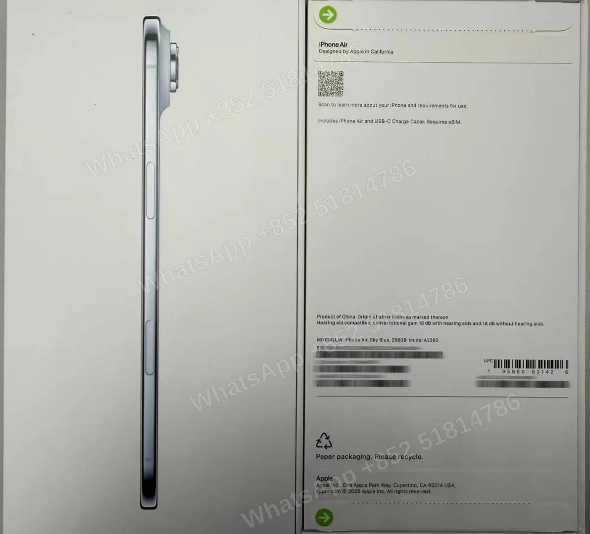 iPhone-Brand new-iPhone Air-E-Sim-A3260-LL-A-256GB-Not Activate - LiuDao stock photo 2