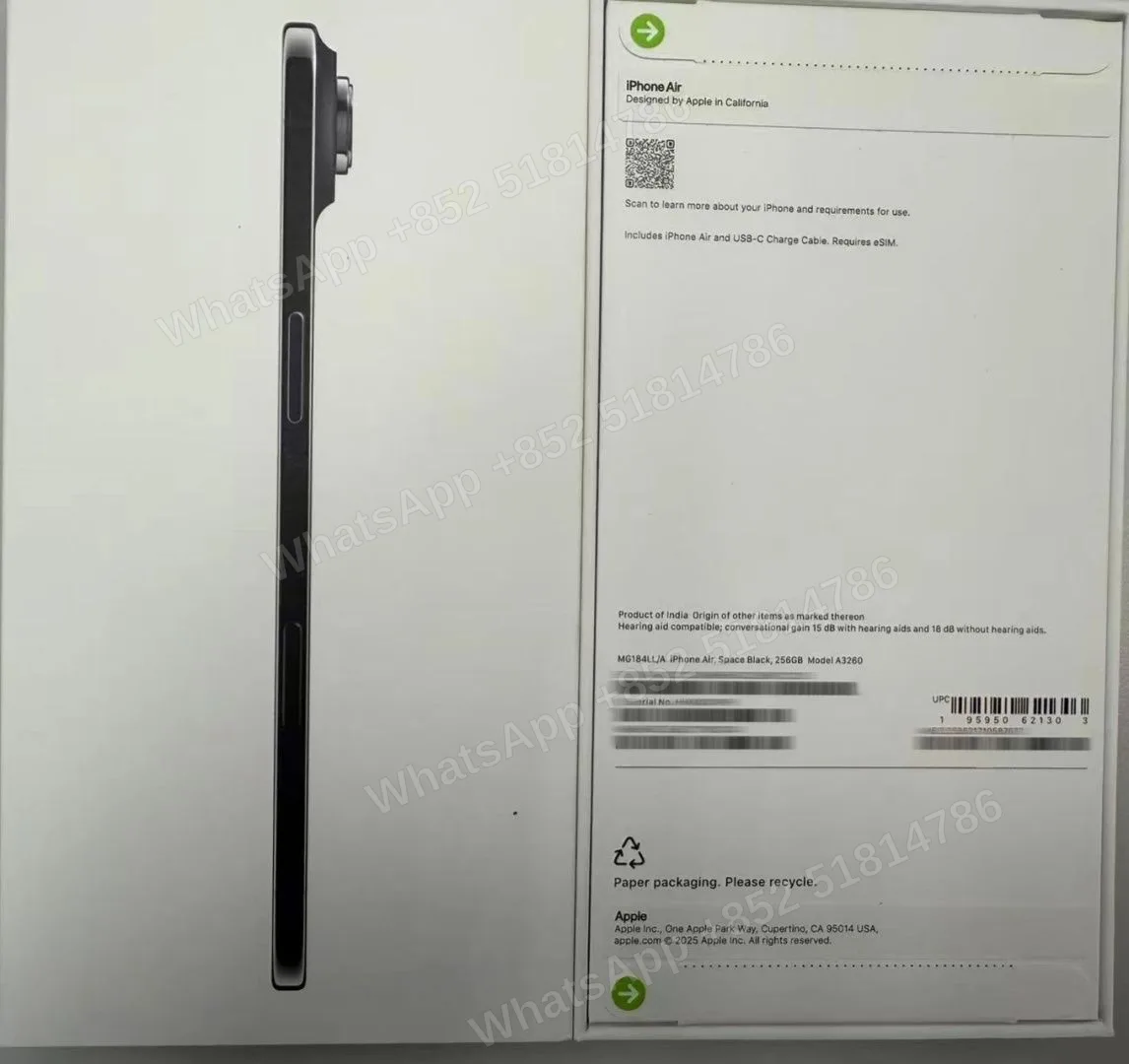 iPhone-Brand new-iPhone Air-E-Sim-A3260-LL-A-256GB-Not Activate - LiuDao stock photo 4