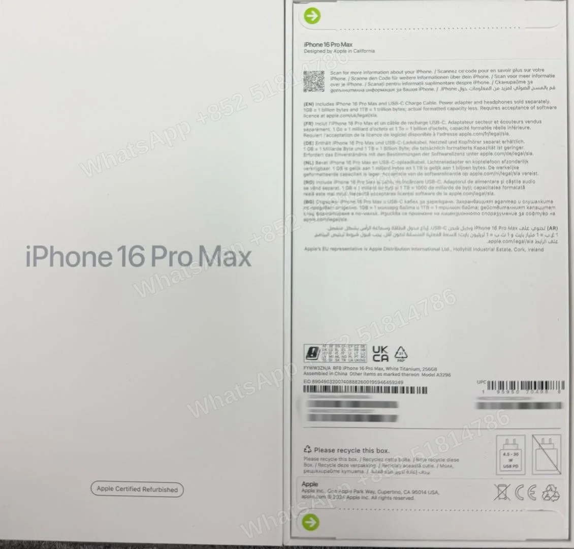 iPhone-CPO-iphone 16 ProMax-1 Sim+E Sim-A3296-ZN-A-256GB-Not Activate - LiuDao stock photo 2