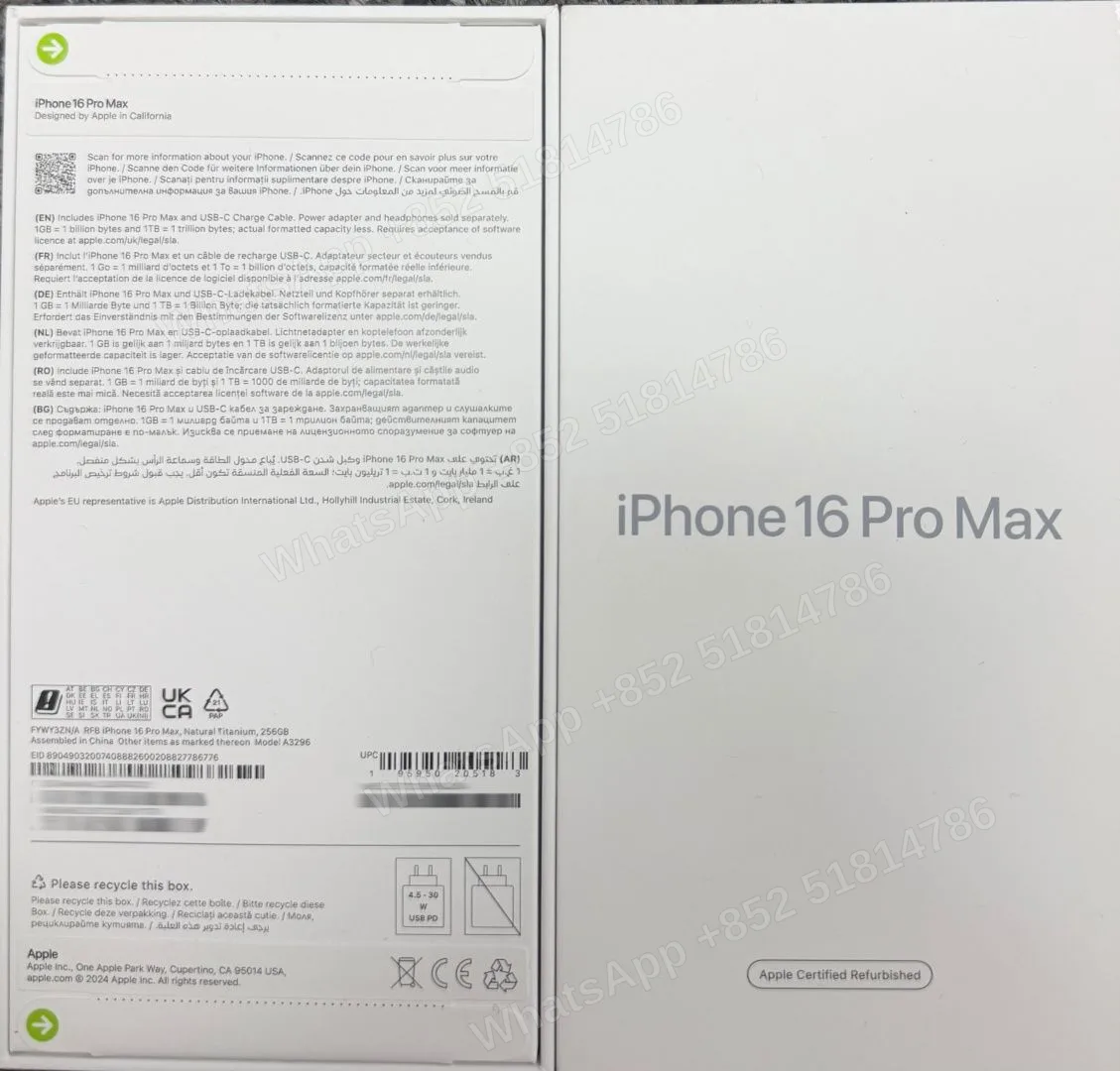 iPhone-CPO-iphone 16 ProMax-1 Sim+E Sim-A3296-ZN-A-256GB-Not Activate - LiuDao stock photo 3