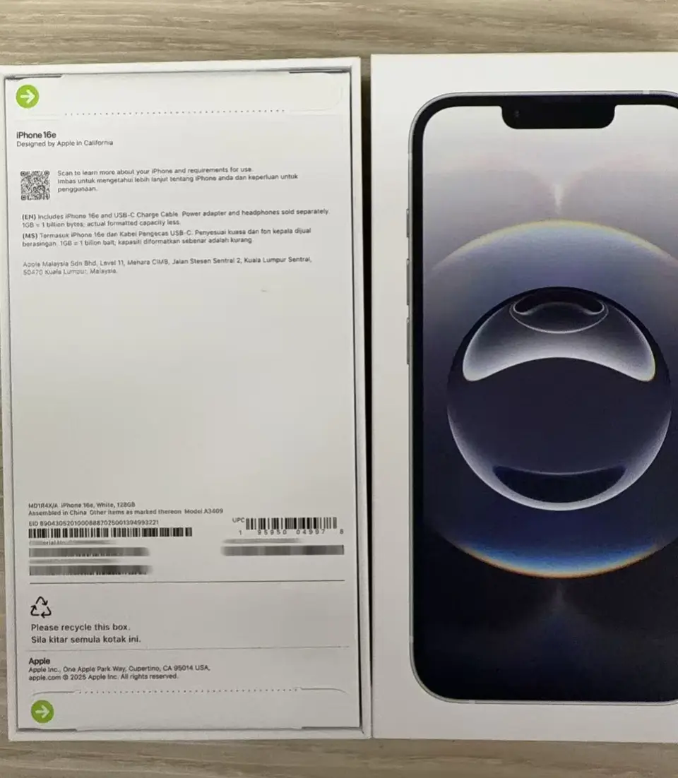 Phones(手機)-Brand new-iPhone 16e-1 Sim+E Sim-A3409-X-A-128GB-Not Activate - LiuDao iPhone stock photo 1