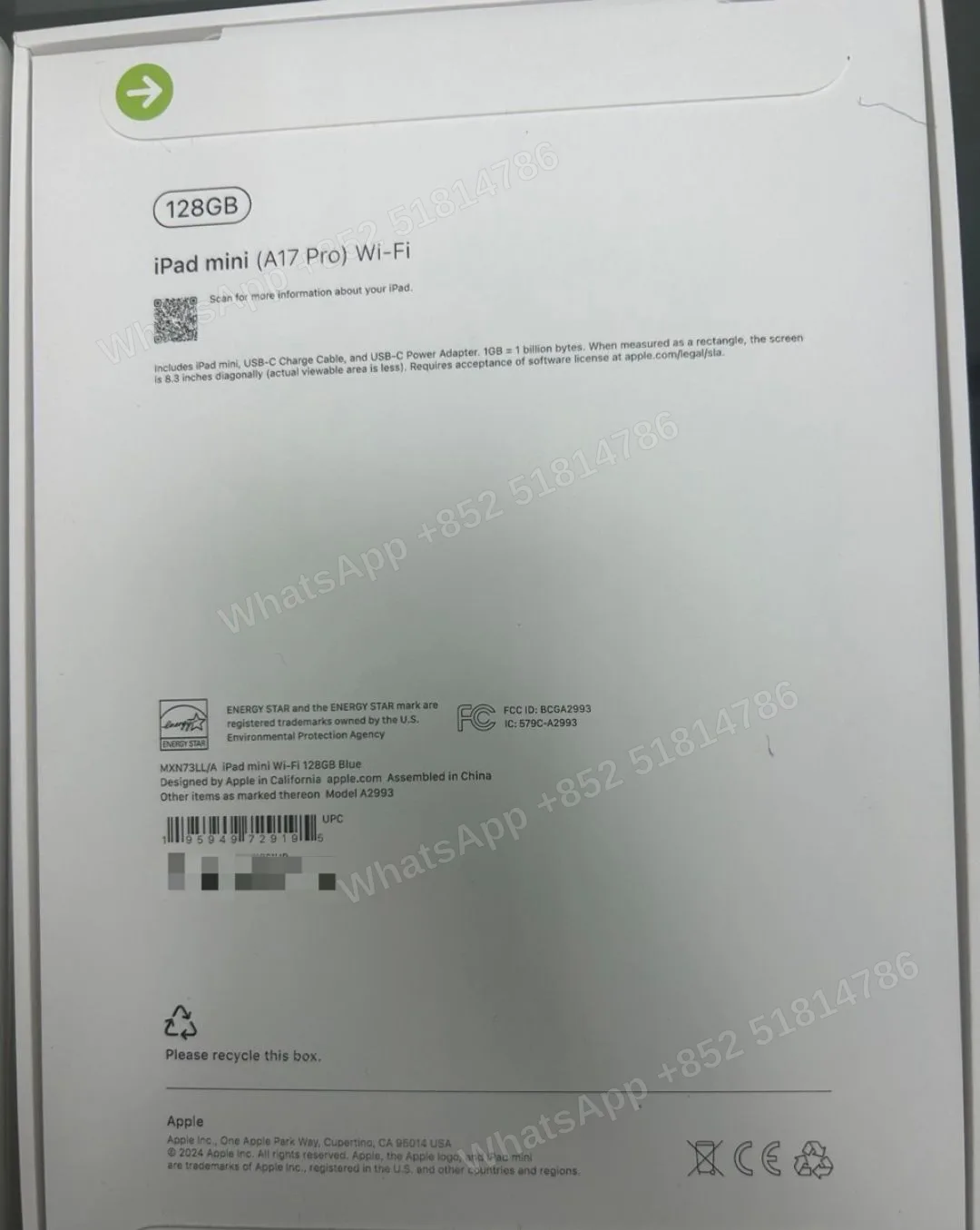 Tablets(平板電腦)-Brand new-iPad Mini 7（2024）A17 Pro-Wi-Fi-A2993-LL-A-128GB-Not Activate - LiuDao stock photo 1